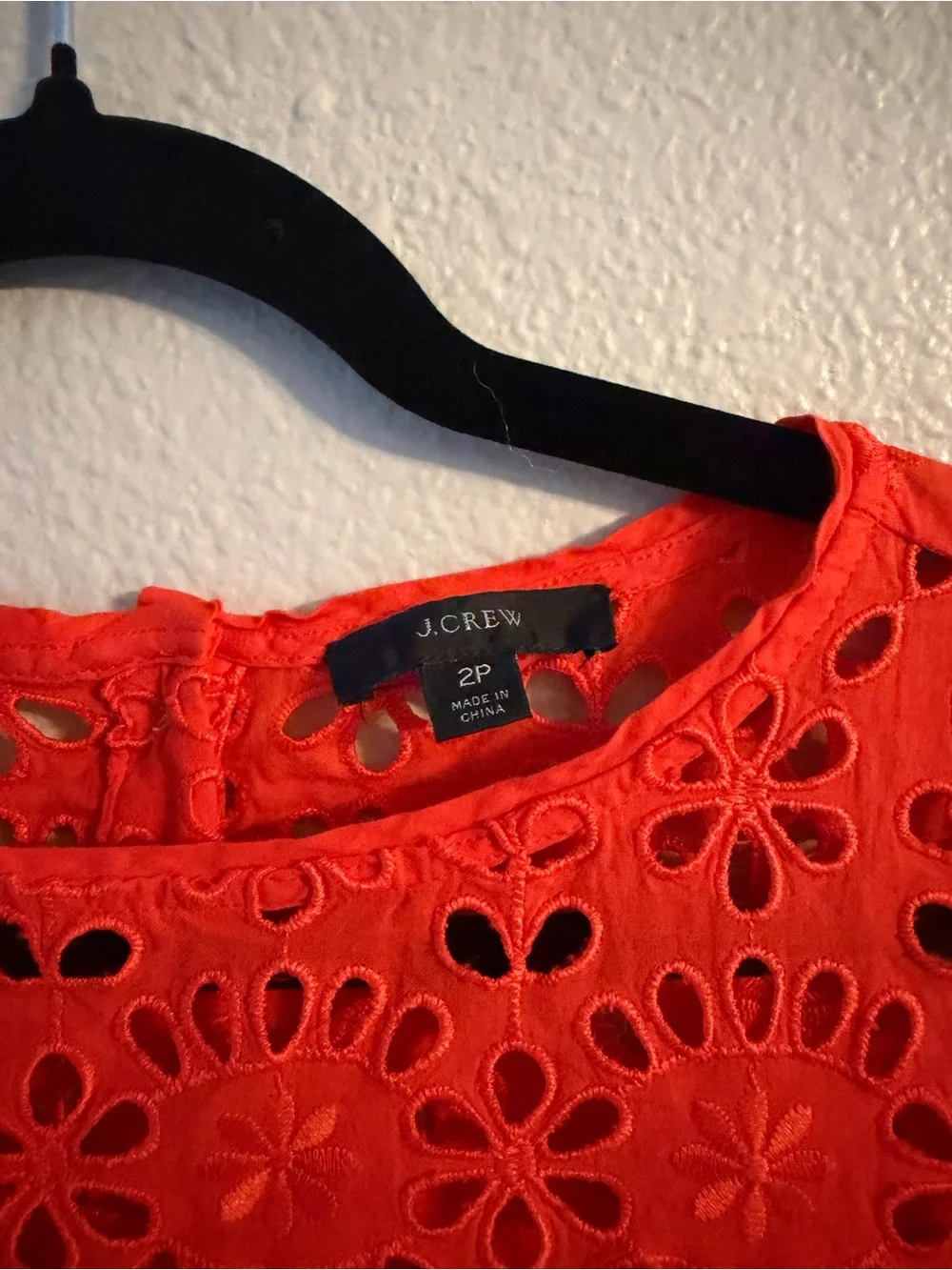 J. Crew Orange Eyelet Bell-Sleeve Shift Dress Size 2P